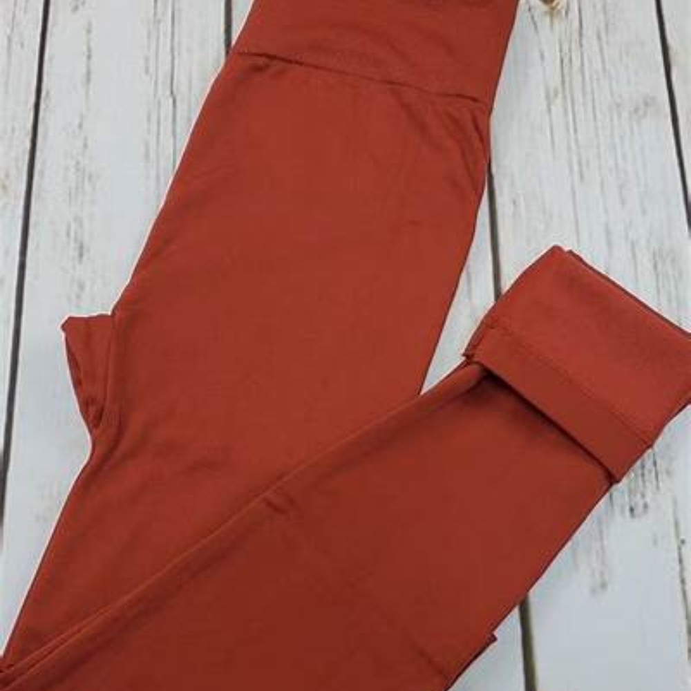 Rust Orange Fleece Leggings